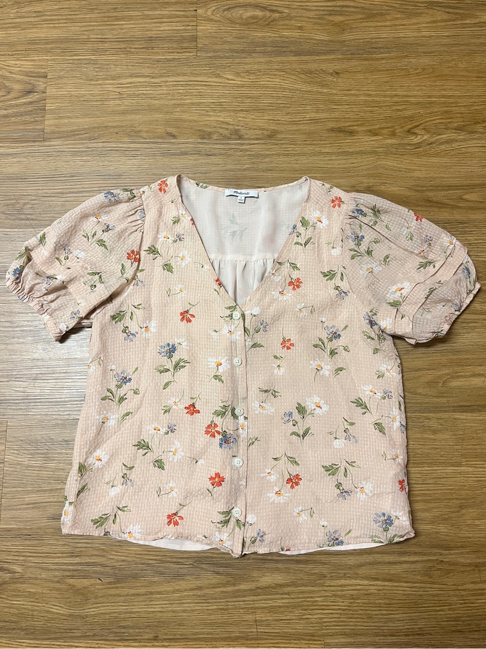 Madewell Silk Lined Pembroke Top Blouse Seaside Floral Cottagecore Size Small